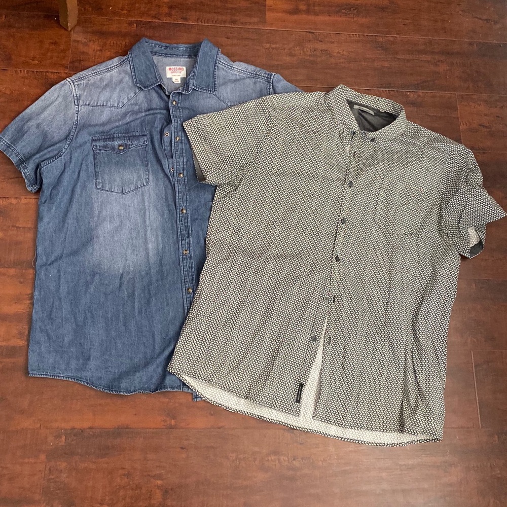 Men’s collared denim shirt and dress shirt